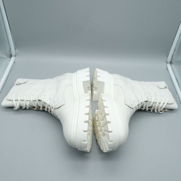 Stuart Weitzman Bedford Sleek Lace Up Zip Up Boots Leather White Women's Size 10 - Picture 3 of 12